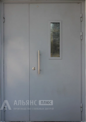 Входная дверь для подъезда с остеклением и усиленными петлями №1 внешняя - фото